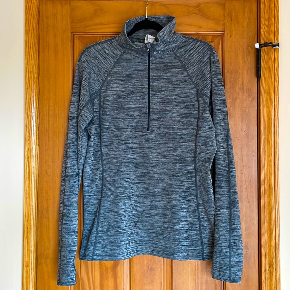 UA 3/4 zip heathered black and gray
